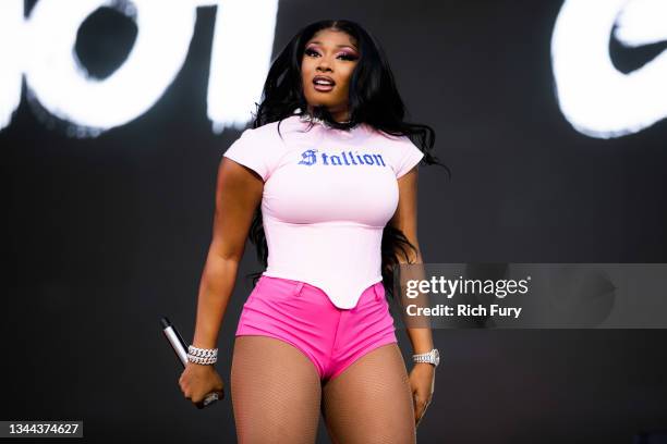 Megan Thee Stallion performs onstage during Austin City Limits Festival at Zilker Park on October 01, 2021 in Austin, Texas.