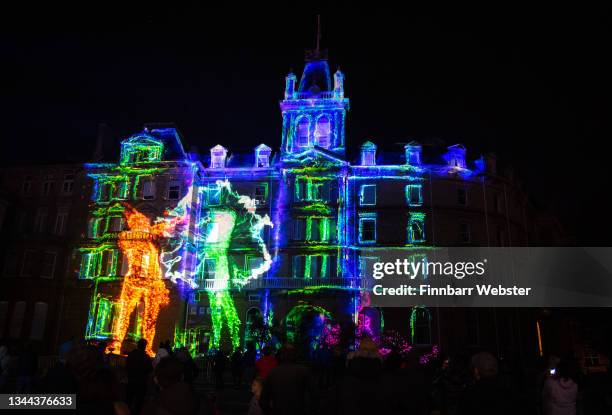 Kindred by NOVAK at Bournemouth Town Hall, video artists NOVAK large-scale projection mapping with 3D visual effects generated via contemporary dance...