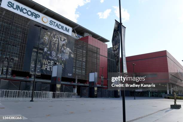 General view of the stadium is seen ahead of the 2021 NRL Grand Final at Suncorp Stadium on October 02, 2021 in Brisbane, Australia.