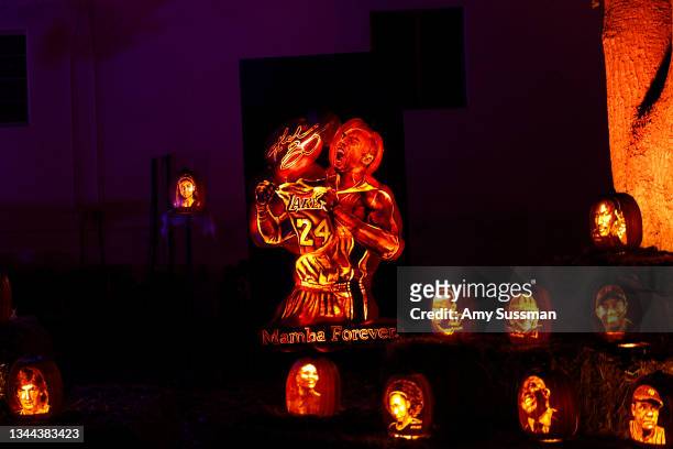 Jack-o-lantern artwork is seen during Nights of the Jack Friends & Family Preview Night on October 01, 2021 in Calabasas, California.