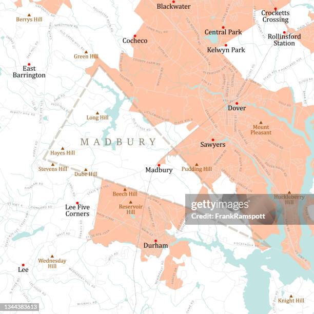 nh strafford madbury vector road map - dover new hampshire stock illustrations