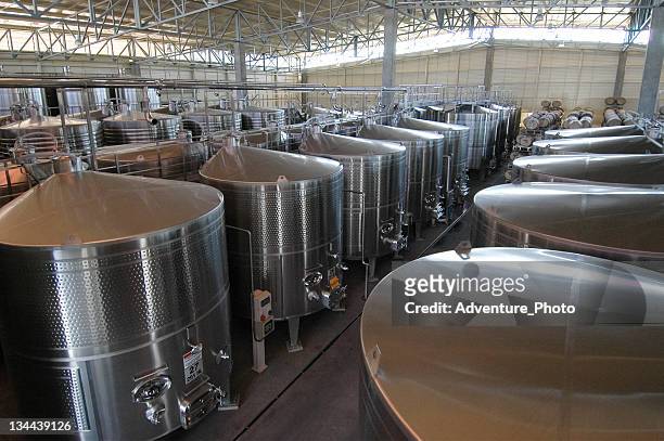 steel vats used in making wine - vat stock pictures, royalty-free photos & images
