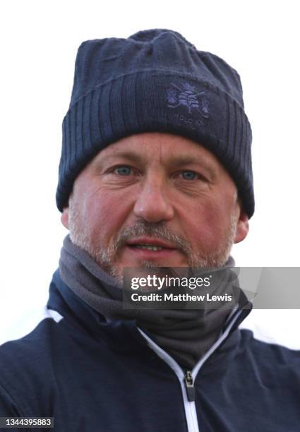 Former cricketer Darren Gough looks on during Day Three of The Alfred Dunhill Links Championship at Kingsbarns on October 02, 2021 in St Andrews,...