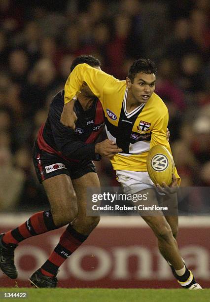 Xavier Clarke of St Kilda in action during the round 8 AFL match between the Essendon Bombers and the StKilda Saints played at Colonial Stadium,...