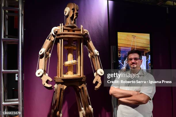 The medieval android model realised by italian scientist Mario Taddei through the studies o the italian rinacimental artist Leonardo Da Vinci draws...