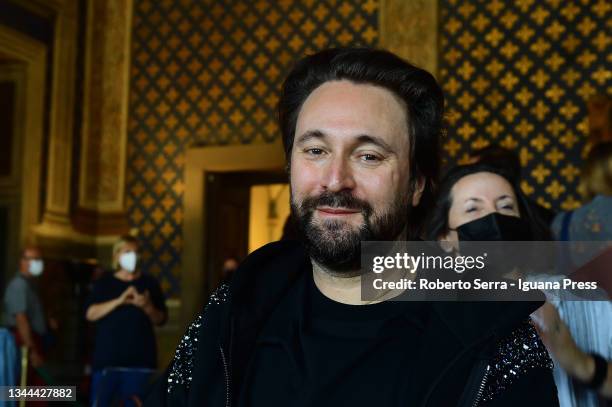 Italian artist Francesco Vezzoli attends the exhibition preview "Francesco Vezzoli in Florence" at Palazzo Vecchio and Piazza della Signoria on...