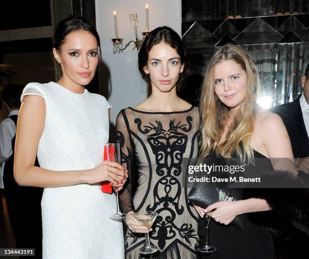 Sasha Volkova, Rose Hanbury and Katie Readman attend the Leon Max Winter Dinner and Dance for 'Too Many Women' in support of Breakthrough Breast...