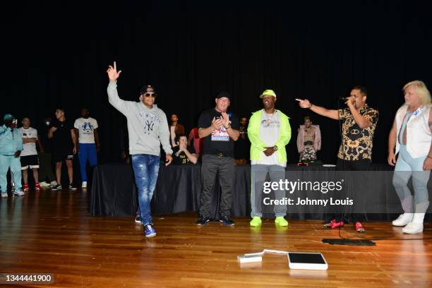 Peter Gunn, Damon Feldman, Bitcoin Rodney, Rich Reed and Jim McDowell attend the Celebrity Boxing Weigh In at James L. Knight Center on October 1,...