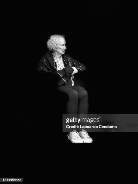 Canadian poet, novelist, literary critic, essayist, teacher, environmental activist, and inventor Margaret Atwood, Alba, Cuneo, Italy, October 2021.