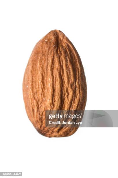almond nut isolated on white background - almond stock pictures, royalty-free photos & images