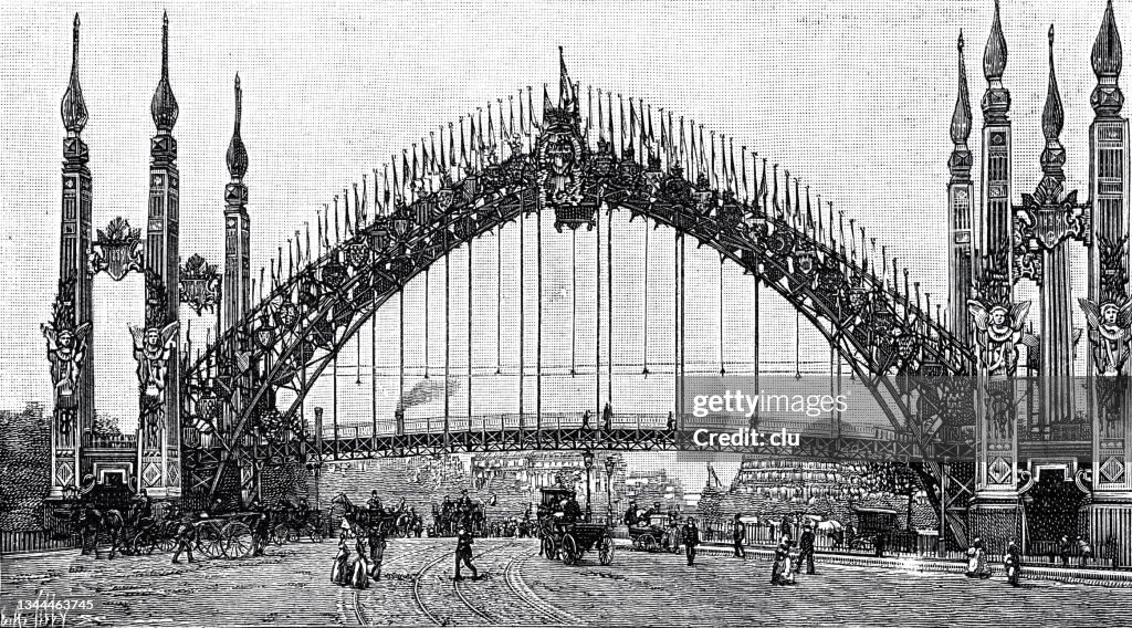 Exposition universelle 1889, París: Paso de peatones, l'avenue Rapp