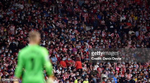 General view of the crowd inside the stadium as they return to full capacity for the first time since restrictions have been lifted during the La...