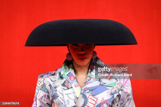 Cardi B poses on the runway during the Balenciaga Womenswear Spring/Summer 2022 show as part of Paris Fashion Week at Theatre Du Chatelet on October...