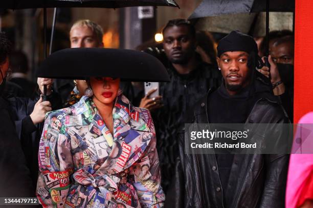 Cardi B and rapper Offset attend the Balenciaga Womenswear Spring/Summer 2022 show as part of Paris Fashion Week at Theatre Du Chatelet on October...