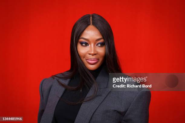 Naomi Campbell poses on the runway during the Balenciaga Womenswear Spring/Summer 2022 show as part of Paris Fashion Week at Theatre Du Chatelet on...