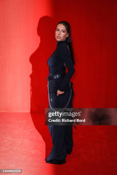 Adele Exarchopoulos poses on the runway during the Balenciaga Womenswear Spring/Summer 2022 show as part of Paris Fashion Week at Theatre Du Chatelet...