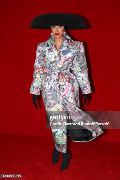 Cardi B poses on the runway during the Balenciaga Womenswear Spring/Summer 2022 show as part of Paris Fashion Week at Theatre Du Chatelet on October...