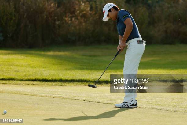 Haru Nomura of Japan putts on the 14th hole during the second round of the ShopRite LPGA Classic presented by Acer on the Bay Course at Seaview Golf...