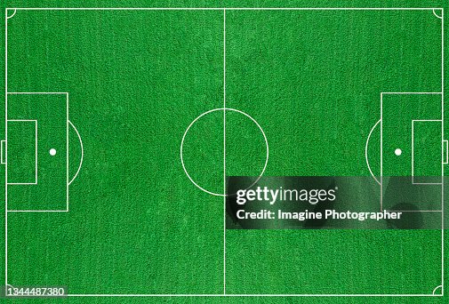 Illustration, Top view of a large green grass football field. Illustration, Top view of a large green grass football field.