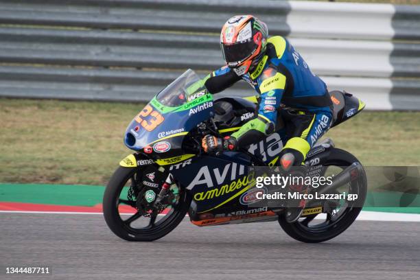 Niccolo Antonelli of Italy and Reale Avintia Moto3 heads down a straight during the Moto3 qualifying practice during the MotoGP Of The Americas -...