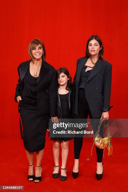 Carine Roitfeld and guests pose on the runway during the Balenciaga Womenswear Spring/Summer 2022 show as part of Paris Fashion Week at Theatre Du...