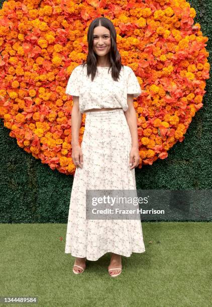 Julia Jones attends the Veuve Clicquot Polo Classic at Will Rogers State Historic Park on October 02, 2021 in Pacific Palisades, California.