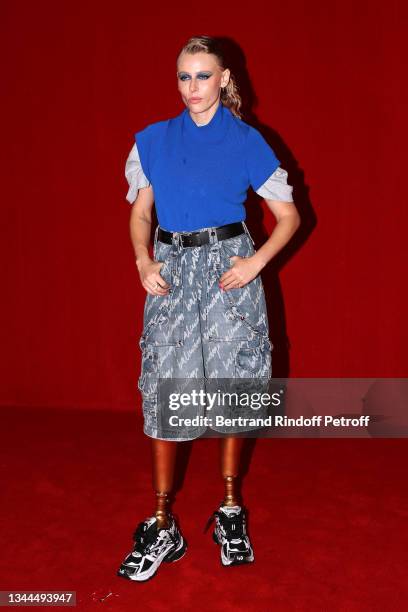 Model poses on the runway during the Balenciaga Womenswear Spring/Summer 2022 show as part of Paris Fashion Week at Theatre Du Chatelet on October...