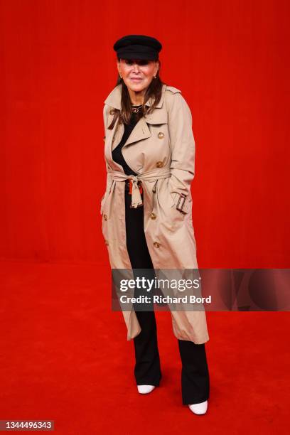 Babeth Djian poses on the runway during the Balenciaga Womenswear Spring/Summer 2022 show as part of Paris Fashion Week at Theatre Du Chatelet on...