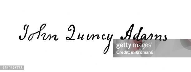 signature of john quincy adams, sixth president of the united states, from 1825 to 1829. - ジョン クインシー アダムス ストックフォトと画像