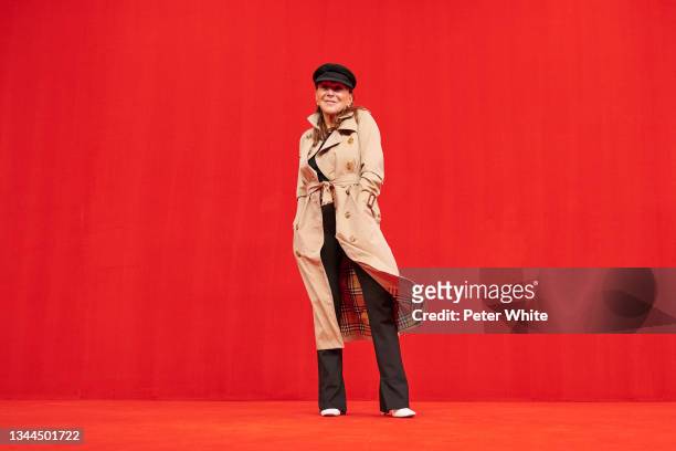 Babeth Djian poses on the runway during the Balenciaga Womenswear Spring/Summer 2022 show as part of Paris Fashion Week at Theatre Du Chatelet on...