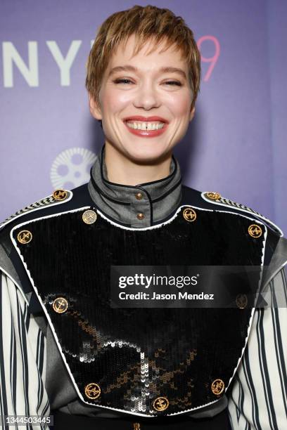 Lea Seydoux attends a screening of "The French Dispatch" during the 59th New York Film Festival at Alice Tully Hall, Lincoln Center on October 02,...