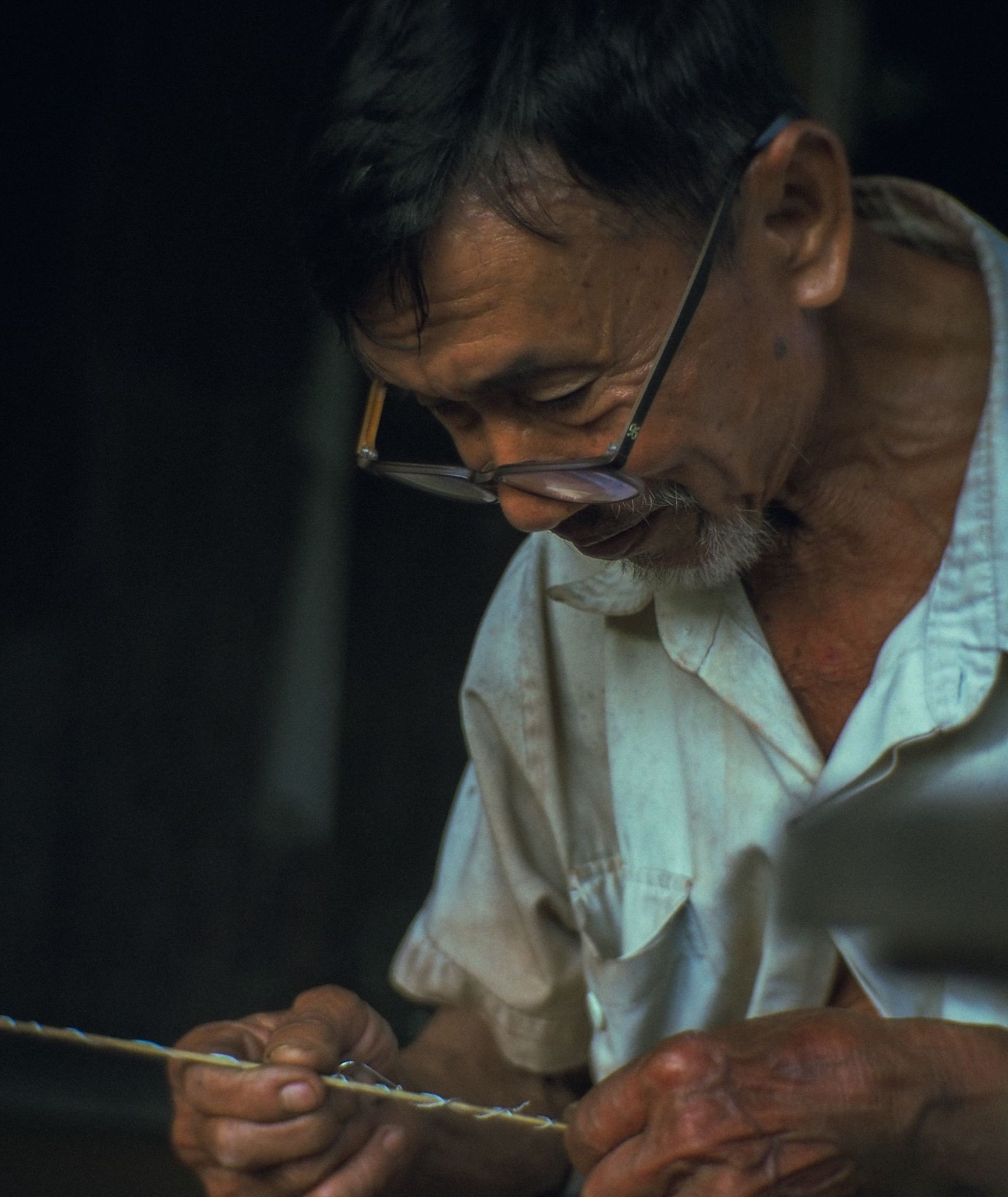 The old man and him fishing rod. The old man and him fishing rod.