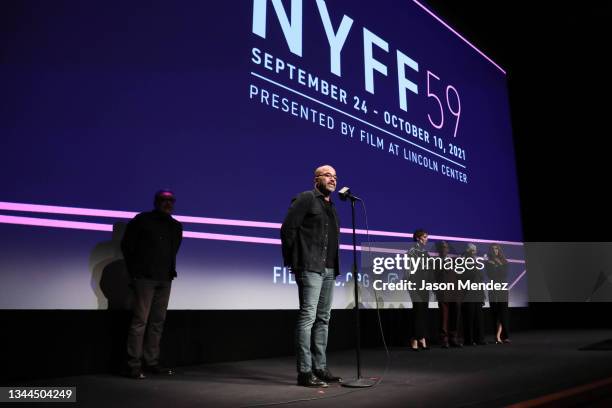 Jeffrey Wright, Lea Seydoux, Bob Balaban, Lois Smith and Anjelica Fellini attend a screening of "The French Dispatch" during the 59th New York Film...