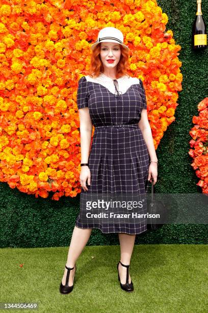 Christina Hendricks attends the Veuve Clicquot Polo Classic at Will Rogers State Historic Park on October 02, 2021 in Pacific Palisades, California.
