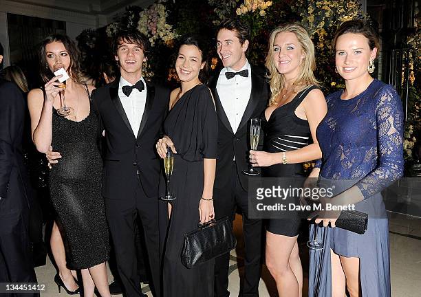 Tara Ferry, guest, Otis Ferry, Chloe Warburton and Francesca Cumani attend the Leon Max Winter Dinner and Dance for 'Too Many Women' in support of...