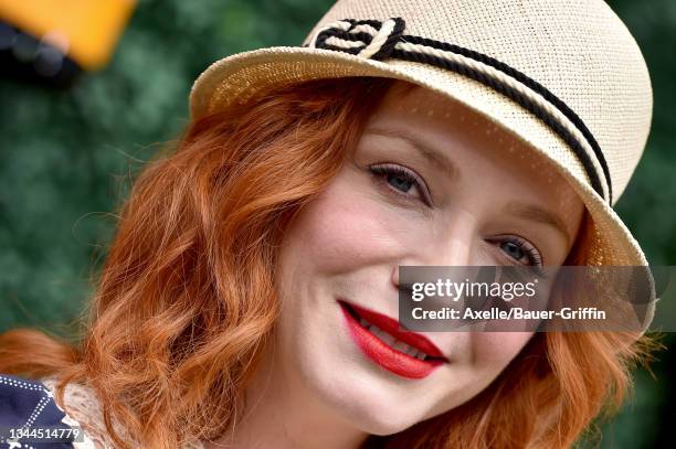 Christina Hendricks attends the Veuve Clicquot Polo Classic at Will Rogers State Historic Park on October 02, 2021 in Pacific Palisades, California.