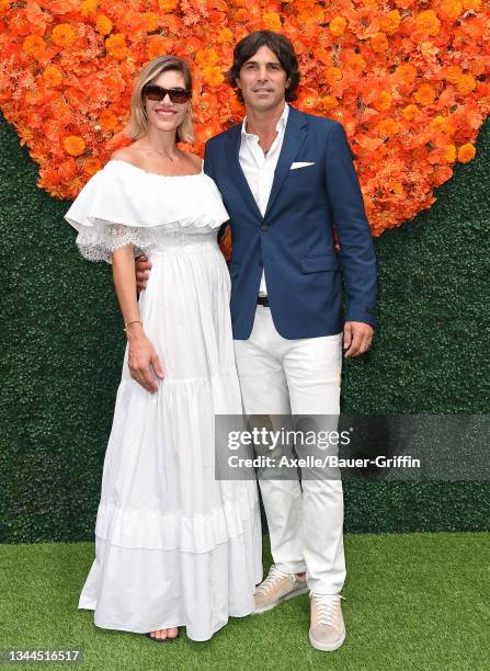 Delfina Blaquier and Nacho Figueras attend the Veuve Clicquot Polo Classic at Will Rogers State Historic Park on October 02, 2021 in Pacific...