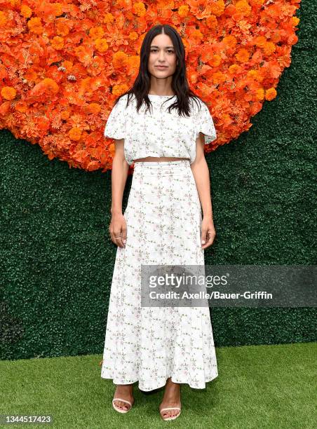Julia Jones attends the Veuve Clicquot Polo Classic at Will Rogers State Historic Park on October 02, 2021 in Pacific Palisades, California.