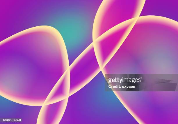 multicolored abstract motion blured purple crossing circle shapes on black background - morphology foto e immagini stock