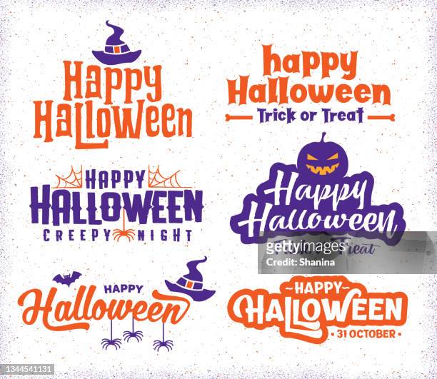 group of greetings and for halloween - halloween stock illustrations
