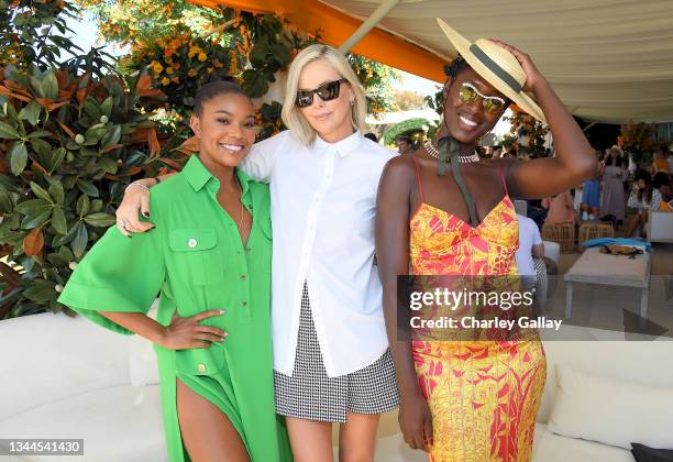 Gabrielle Union, Charlize Theron, and Jodie Turner-Smith attend the Veuve Clicquot Polo Classic Los Angeles at Will Rogers State Historic Park on...