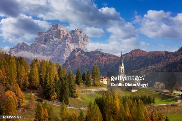 autumn at villages in south tyrol, dolomites - dolomites stock pictures, royalty-free photos & images