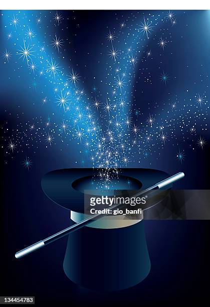 a magician's hat with mac if coming out - magician stock illustrations