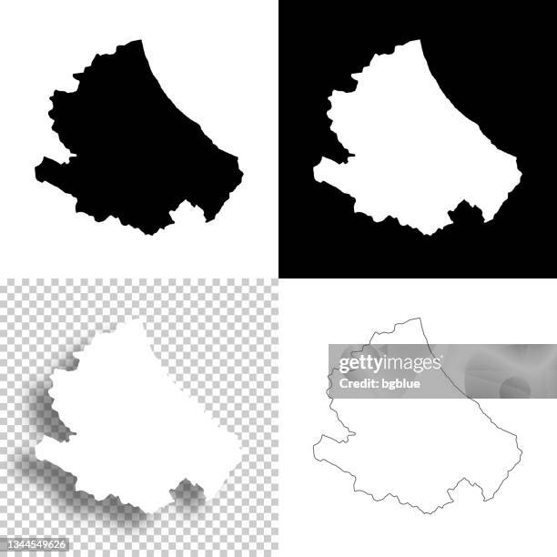 abruzzen-karten für das design. leerer, weißer und schwarzer hintergrund - liniensymbol - abruzzo stock-grafiken, -clipart, -cartoons und -symbole