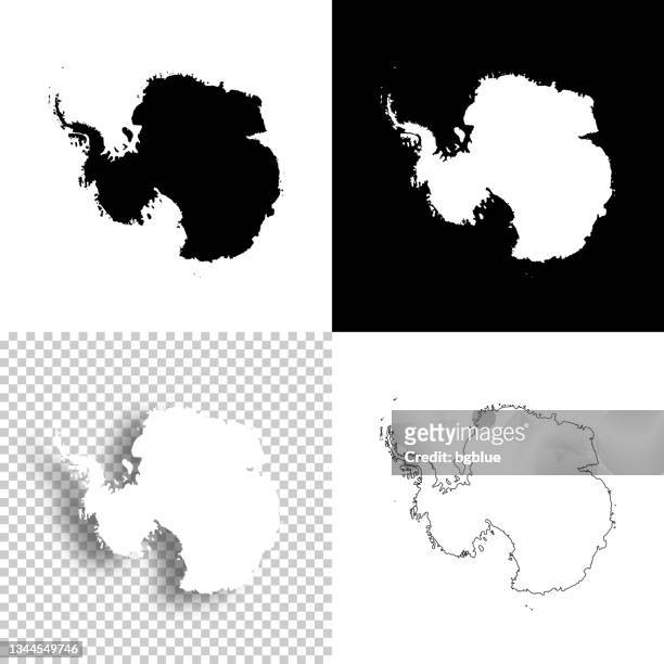 antarktiskarten für das design. leerer, weißer und schwarzer hintergrund - liniensymbol - antarctic peninsula stock-grafiken, -clipart, -cartoons und -symbole