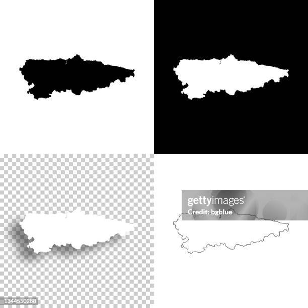 asturias maps for design. blank, white and black backgrounds - line icon - asturias stock illustrations