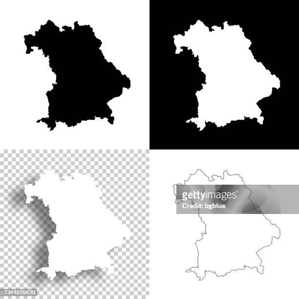 bavaria maps for design. blank, white and black backgrounds - line icon - silhouette münchen stock illustrations