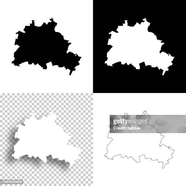 stockillustraties, clipart, cartoons en iconen met berlin maps for design. blank, white and black backgrounds - line icon - berlijn