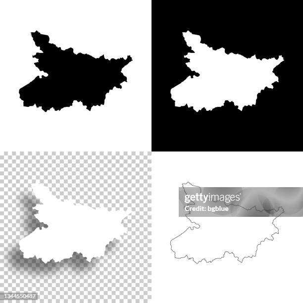 bihar maps for design. blank, white and black backgrounds - line icon - bihar stock illustrations