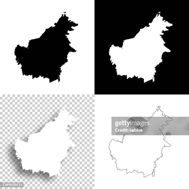 borneo maps for design. blank, white and black backgrounds - line icon - island of borneo stock illustrations